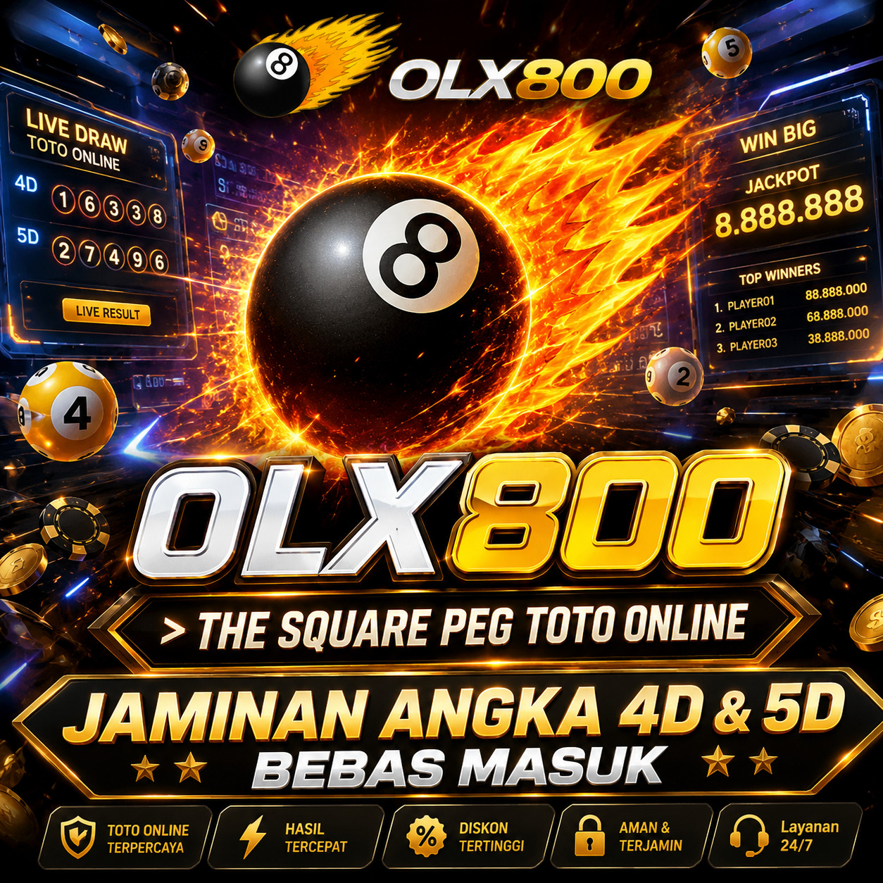 OLX800 > The Square Peg Toto Online Jaminan Angka 4D & 5D Bebas Masuk